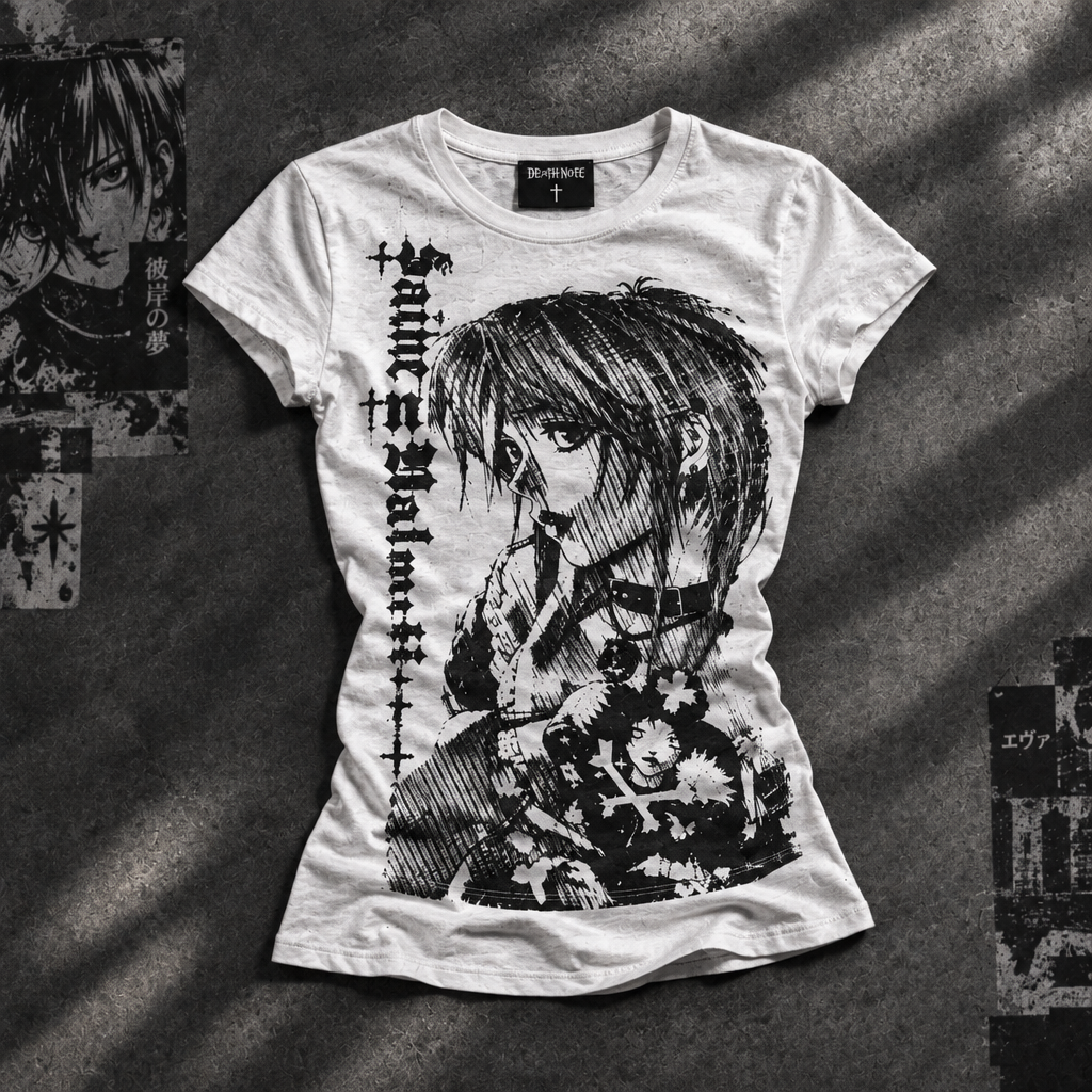 Y2K Anime Graphic Shirt weiß