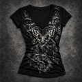 Y2K Butterfly Print Shirt schwarz